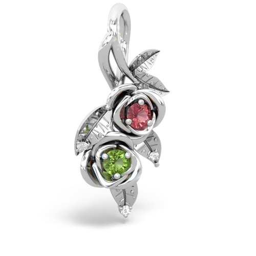 tourmaline-peridot rose vine pendant