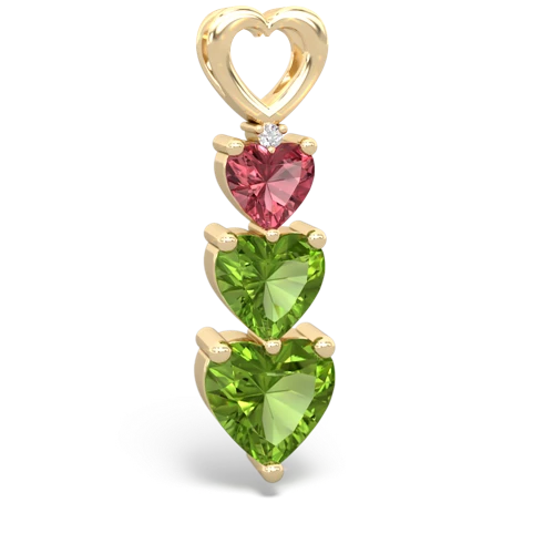 Pink Tourmaline Genuine Pink Tourmaline with Genuine Peridot and Genuine Aquamarine Past Present Future pendant Pendant