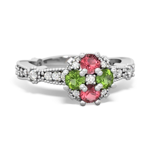 tourmaline-peridot art deco engagement ring