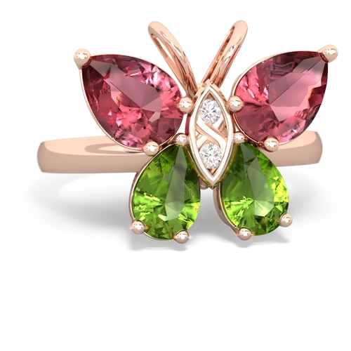 tourmaline-peridot butterfly ring