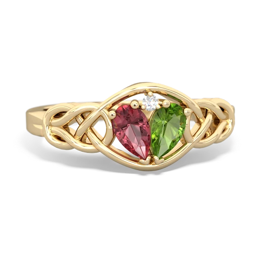 tourmaline-peridot celtic knot ring