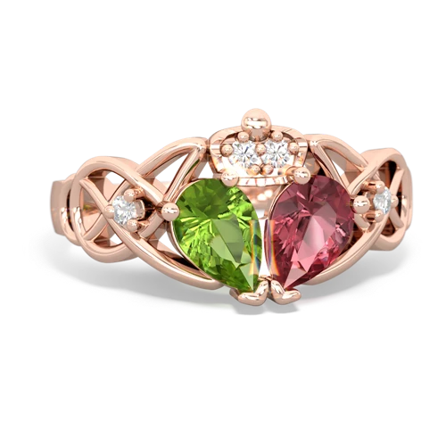 tourmaline-peridot claddagh ring