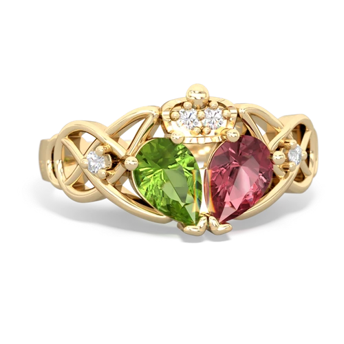 tourmaline-peridot claddagh ring