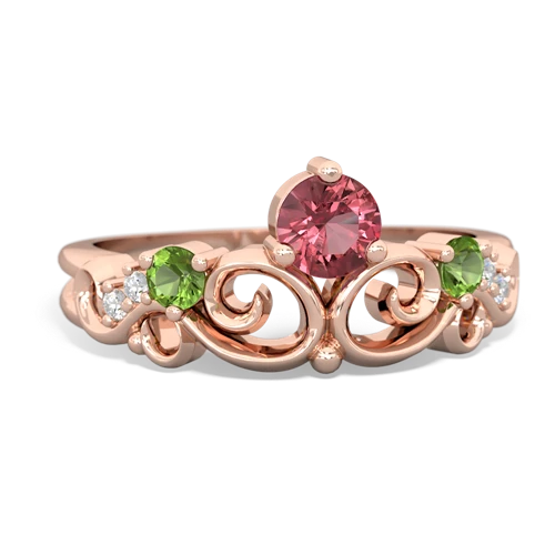 Pink Tourmaline Genuine Pink Tourmaline with Genuine Peridot and Genuine Aquamarine Crown Keepsake ring Ring