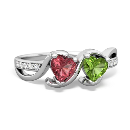 Pink Tourmaline Genuine Pink Tourmaline with Genuine Peridot Side by Side ring Ring