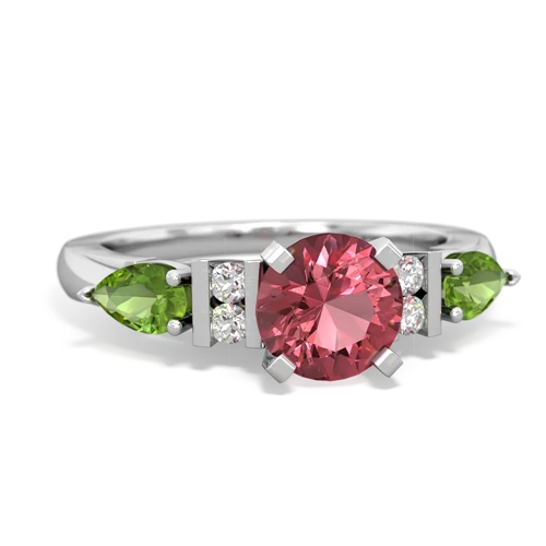 Pink Tourmaline Genuine Pink Tourmaline with Genuine Peridot and  Engagement ring Ring