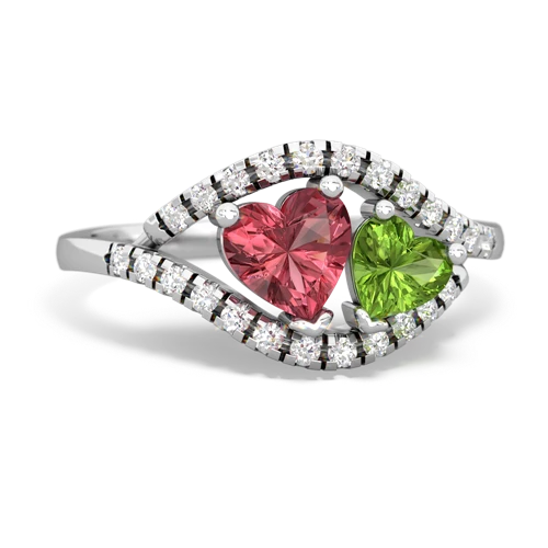 Pink Tourmaline Genuine Pink Tourmaline with Genuine Peridot Mother and Child ring Ring