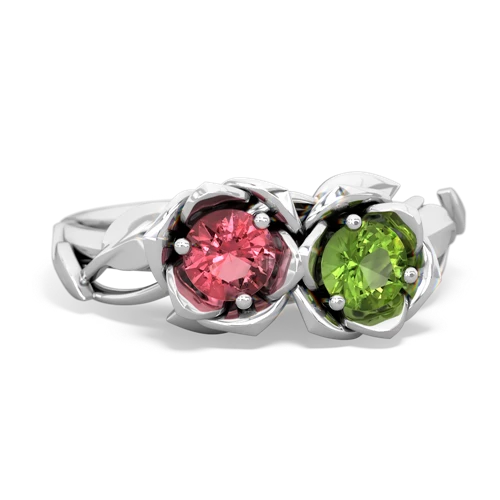 tourmaline-peridot roses ring
