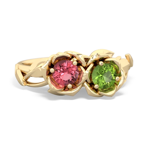 tourmaline-peridot roses ring