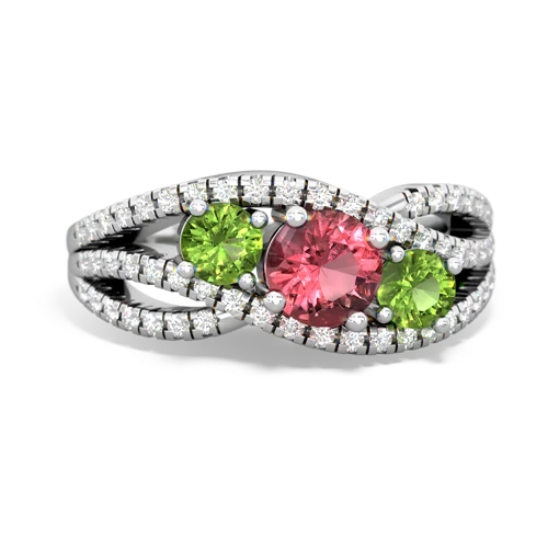 tourmaline-peridot three stone pave ring