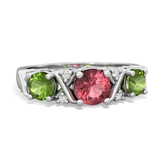 Pink Tourmaline Genuine Pink Tourmaline with Genuine Peridot and  Hugs and Kisses ring Ring