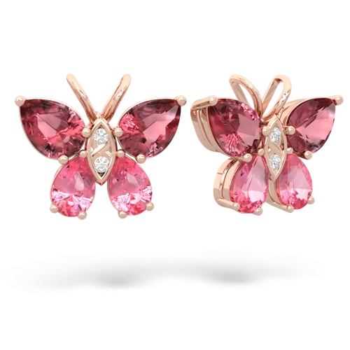 tourmaline-pink sapphire butterfly earrings