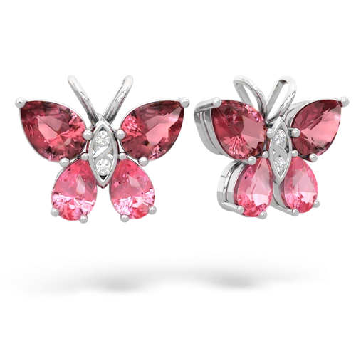tourmaline-pink sapphire butterfly earrings