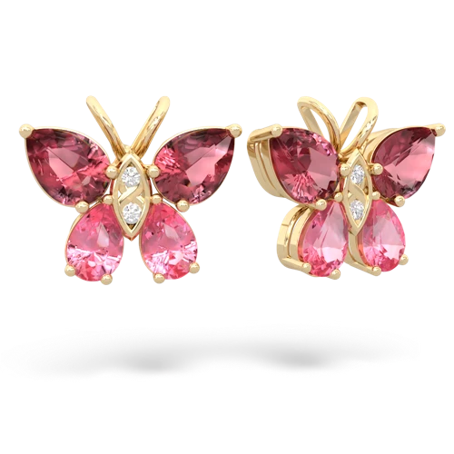 tourmaline-pink sapphire butterfly earrings