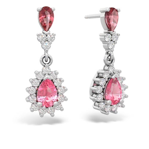 tourmaline-pink sapphire dangle earrings