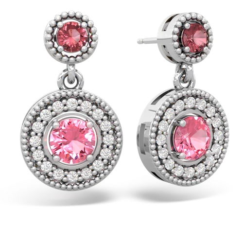 tourmaline-pink sapphire halo earrings