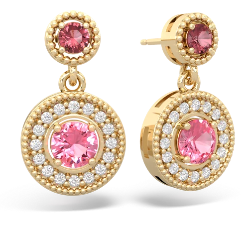tourmaline-pink sapphire halo earrings