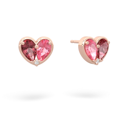 tourmaline-pink sapphire one heart earrings