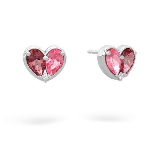 tourmaline-pink sapphire one heart earrings