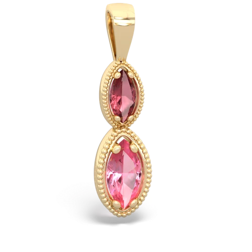 tourmaline-pink sapphire antique milgrain pendant
