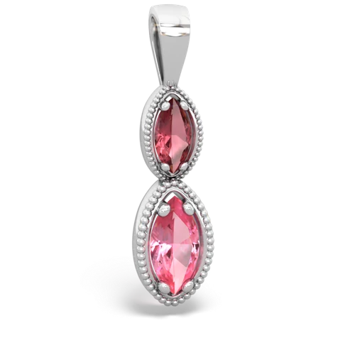 tourmaline-pink sapphire antique milgrain pendant