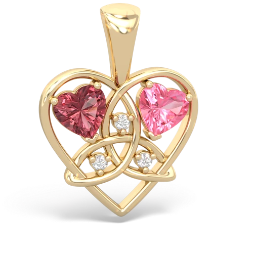Pink Tourmaline Genuine Pink Tourmaline with Lab Created Pink Sapphire Celtic Trinity Heart pendant Pendant