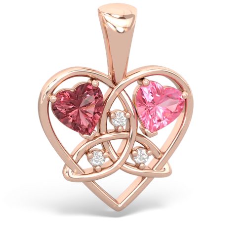 tourmaline-pink sapphire celtic heart pendant