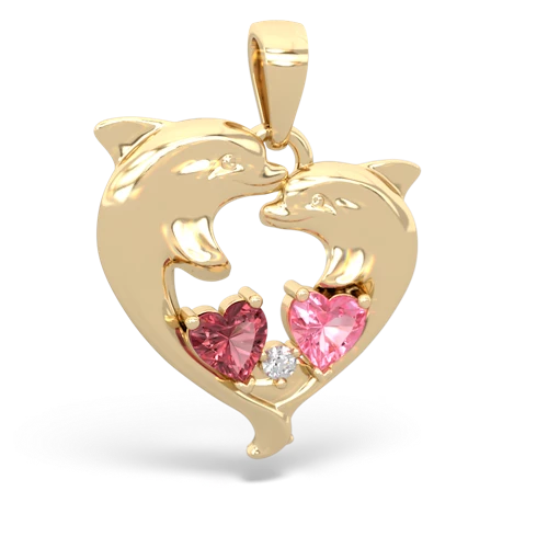 Pink Tourmaline Genuine Pink Tourmaline with Lab Created Pink Sapphire Dolphin Heart pendant Pendant