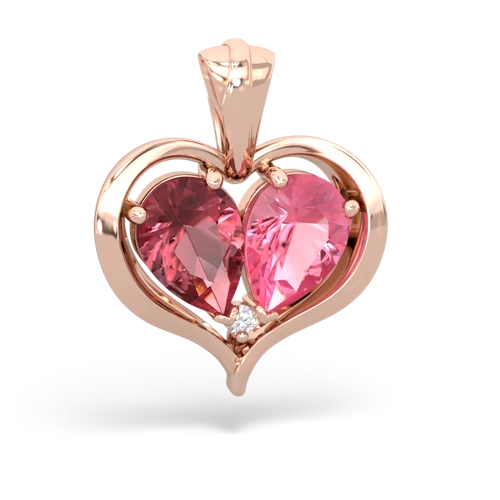 tourmaline-pink sapphire half heart whole pendant