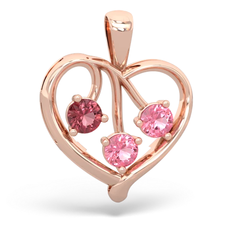 tourmaline-pink sapphire love heart pendant