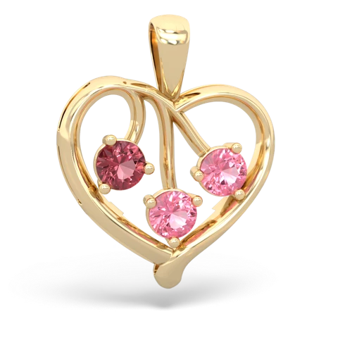 tourmaline-pink sapphire love heart pendant