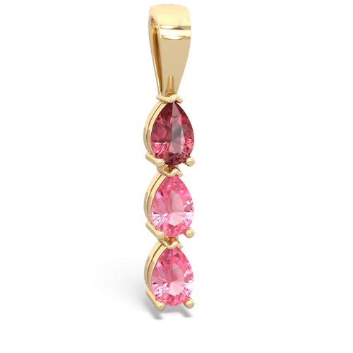 Pink Tourmaline Genuine Pink Tourmaline with Lab Created Pink Sapphire and Genuine Emerald Three Stone pendant Pendant