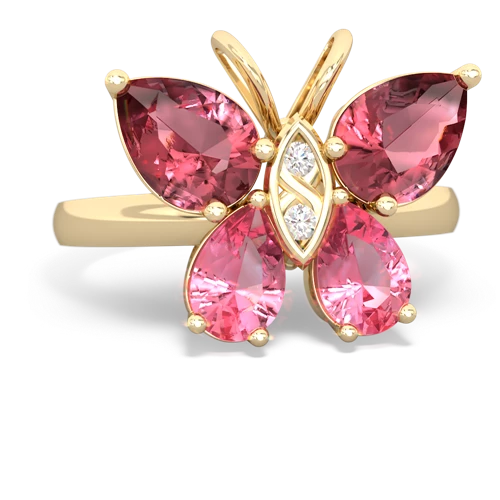 tourmaline-pink sapphire butterfly ring
