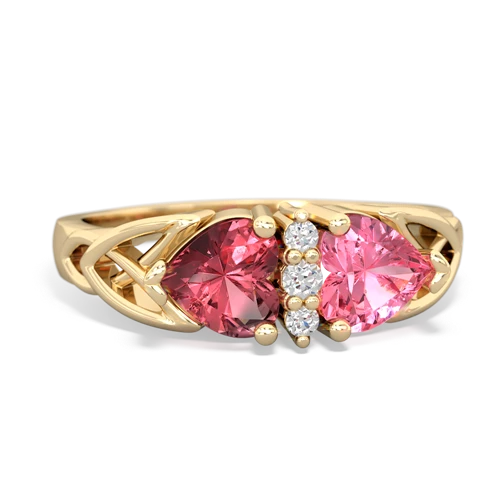 Pink Tourmaline Genuine Pink Tourmaline with Lab Created Pink Sapphire Celtic Trinity Knot ring Ring