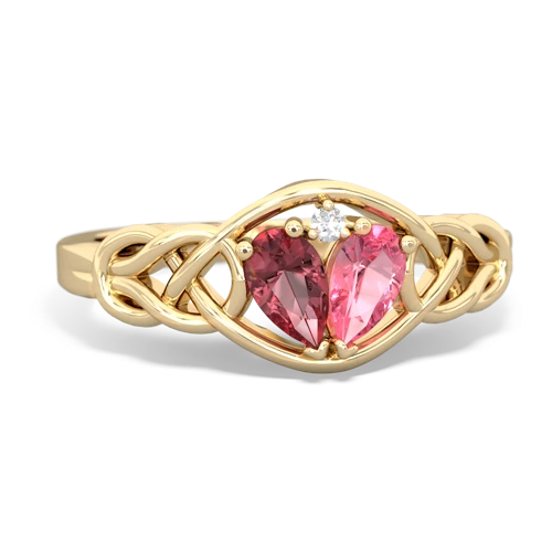 Pink Tourmaline Genuine Pink Tourmaline with Lab Created Pink Sapphire Celtic Love Knot ring Ring