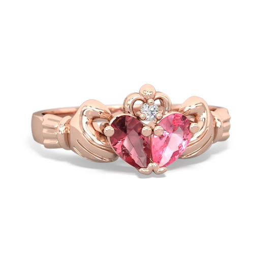 Pink Tourmaline Genuine Pink Tourmaline with Lab Created Pink Sapphire Claddagh ring Ring