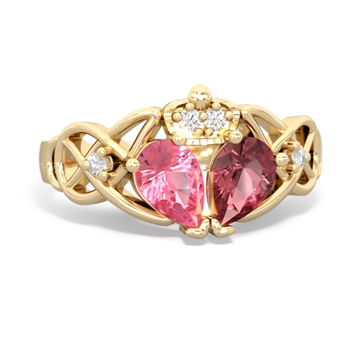 tourmaline-pink sapphire claddagh ring