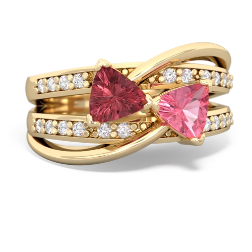 Pink Tourmaline Genuine Pink Tourmaline with Lab Created Pink Sapphire Bowtie ring Ring