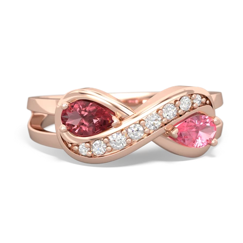 Pink Tourmaline Genuine Pink Tourmaline with Lab Created Pink Sapphire Diamond Infinity ring Ring