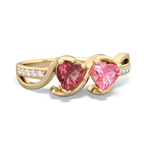 Pink Tourmaline Genuine Pink Tourmaline with Lab Created Pink Sapphire Side by Side ring Ring