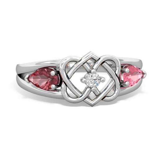 tourmaline-pink sapphire double heart ring