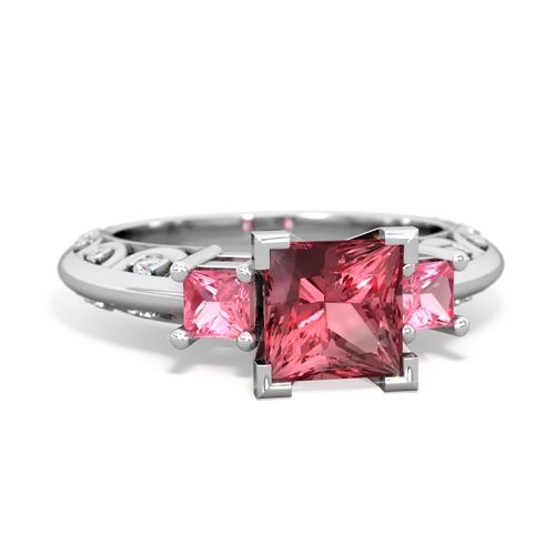 Pink Tourmaline Genuine Pink Tourmaline with Lab Created Pink Sapphire and Genuine Garnet Art Deco ring Ring