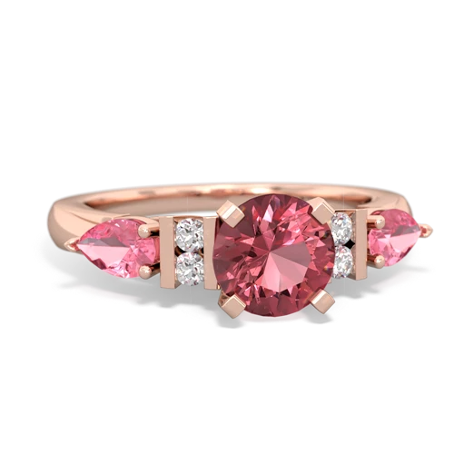 Pink Tourmaline Genuine Pink Tourmaline with Lab Created Pink Sapphire and  Engagement ring Ring
