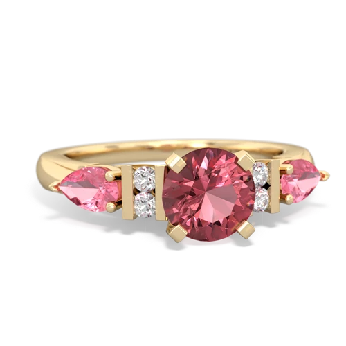 Pink Tourmaline Genuine Pink Tourmaline with Lab Created Pink Sapphire and Genuine Emerald Engagement ring Ring