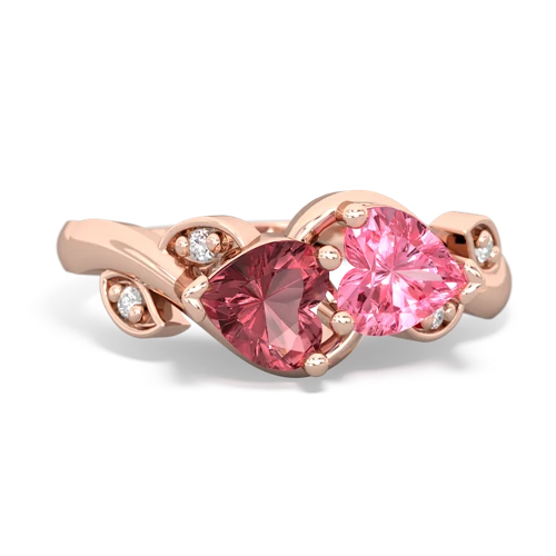 Pink Tourmaline Genuine Pink Tourmaline with Lab Created Pink Sapphire Floral Elegance ring Ring