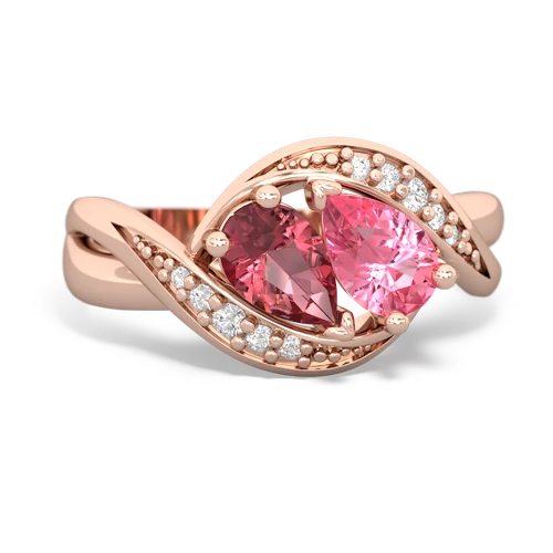 Pink Tourmaline Genuine Pink Tourmaline with Lab Created Pink Sapphire Summer Winds ring Ring