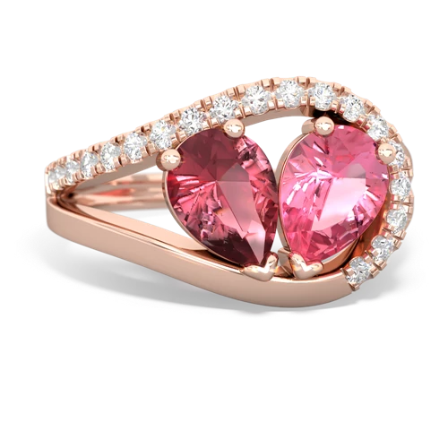 tourmaline-pink sapphire pave heart ring