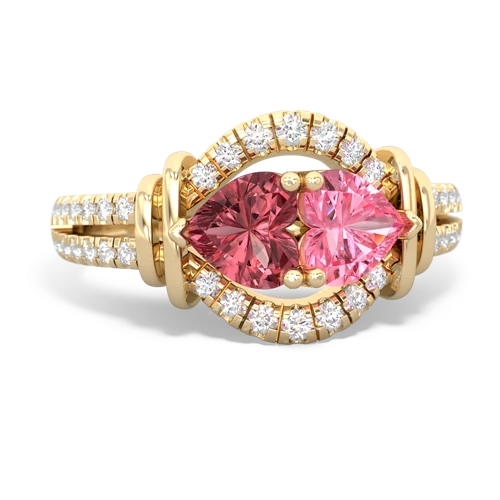 tourmaline-pink sapphire pave keepsake ring