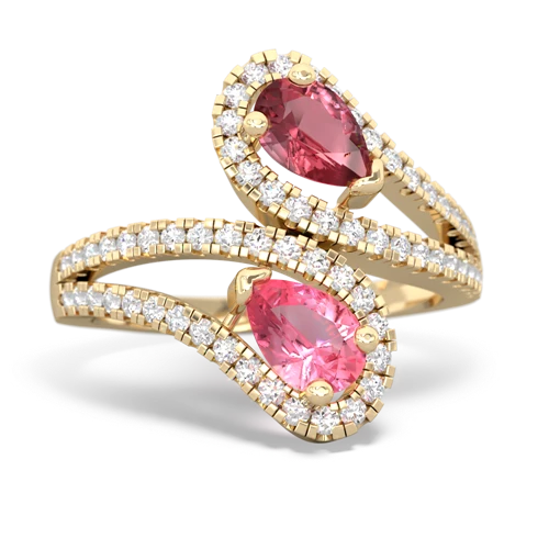 Pink Tourmaline Genuine Pink Tourmaline with Lab Created Pink Sapphire Diamond Dazzler ring Ring
