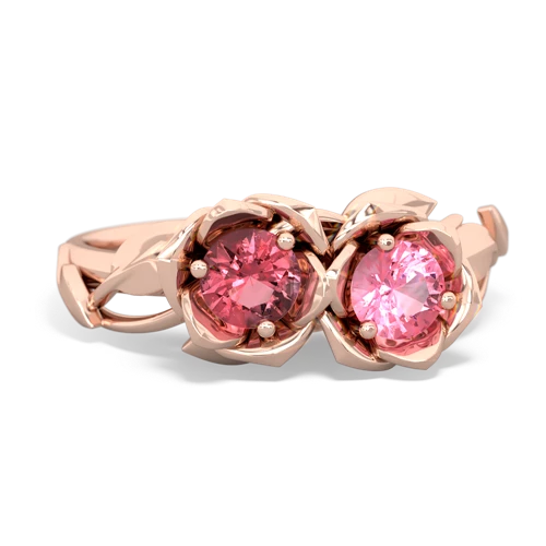 Pink Tourmaline Genuine Pink Tourmaline with Lab Created Pink Sapphire Rose Garden ring Ring